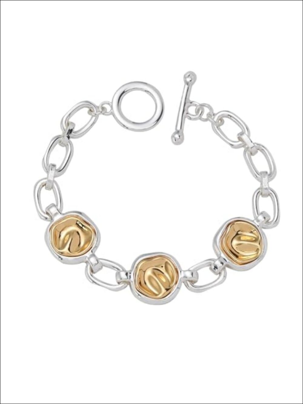Gold & Silver Plated Link Bracelet for Women with Heart Charm